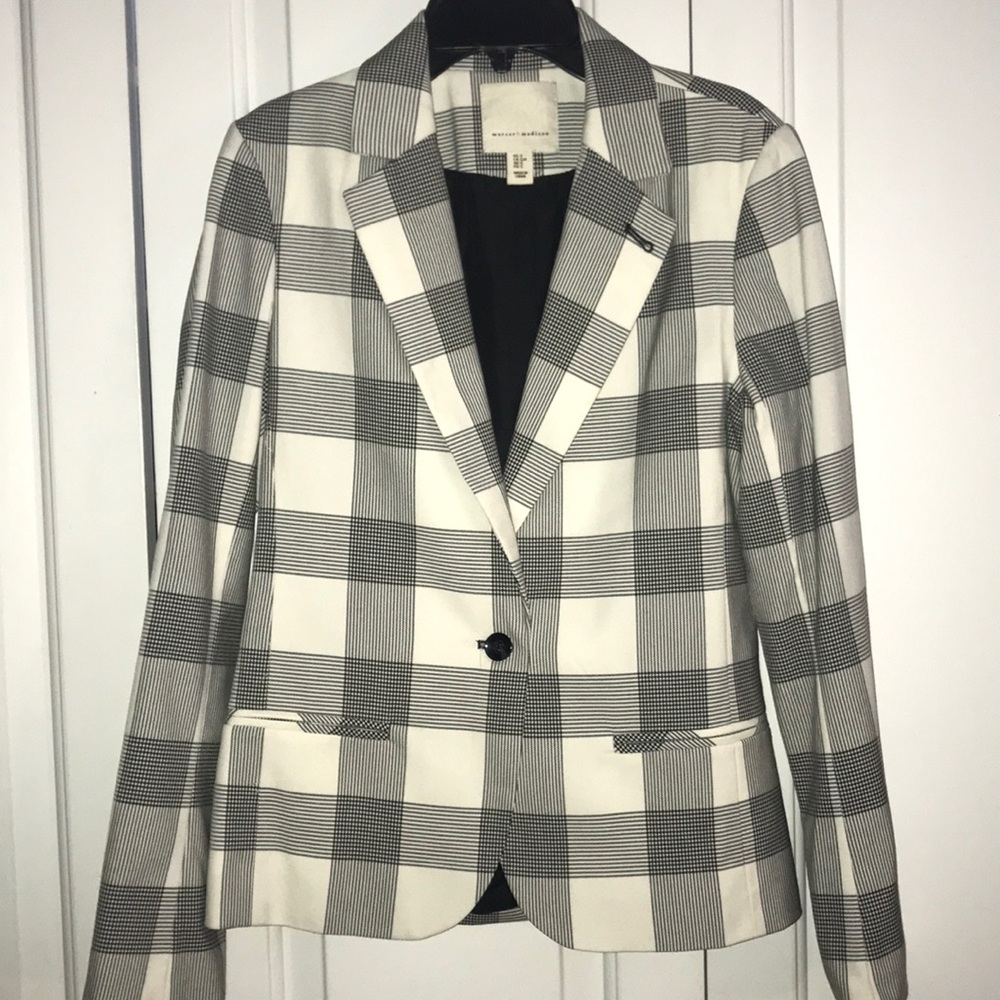 Black and White Plaid Blazer